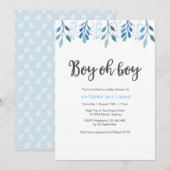 baby shower-uitnodiging | Blauwe waterverf Kaart (Voorkant / Achterkant)