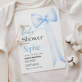 Baby shower Uitnodiging Blue Coquette Bow