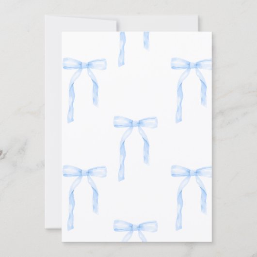 Baby shower Uitnodiging Blue Coquette Bow (Achterkant)