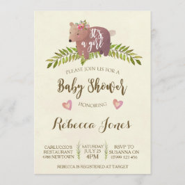 baby shower-uitnodiging bos een meisje kaart