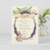 baby shower-uitnodiging boskonijnenkonijn kaart (Staand voorkant)