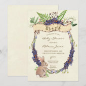 baby shower-uitnodiging boskonijnenkonijn kaart (Voorkant / Achterkant)