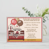 baby shower-uitnodiging BOY Sock MONKEY Wieg SMC-B Kaart (Staand voorkant)