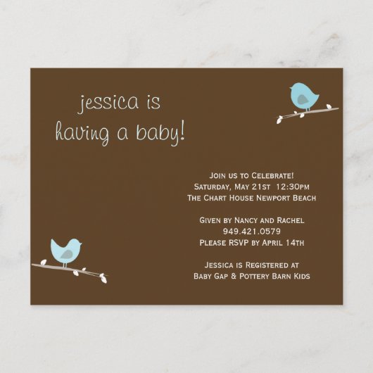 Baby shower Uitnodiging Briefkaart (Voorkant)