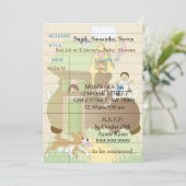 Baby shower uitnodiging "Build-a-Library" Roze (Staand voorkant)