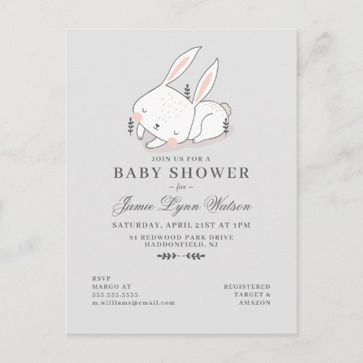 BABY SHOWER | Uitnodiging bunny uit te zenden (Voorkant)