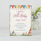 Baby shower Uitnodiging Charmante tipi's (Staand voorkant)