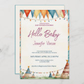 Baby shower Uitnodiging Charmante tipi's (Voorkant / Achterkant)