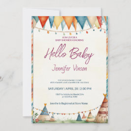 Baby shower Uitnodiging Charmante tipi's