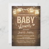 Baby shower uitnodiging Coed rustiek hout Mason Ja (Voorkant)