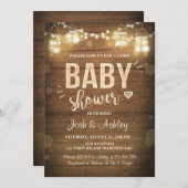 Baby shower uitnodiging Coed rustiek hout Mason Ja (Voorkant / Achterkant)