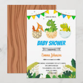 Baby shower-uitnodiging Dinosaur Bedankkaart (Voorkant / Achterkant)