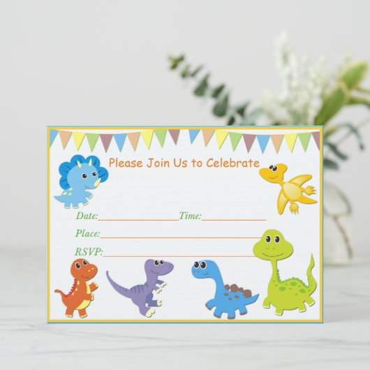 Baby shower-uitnodiging Dinosaur Kaart (Staand voorkant)