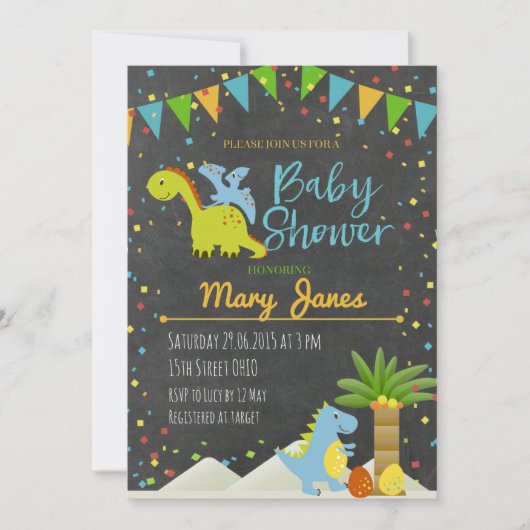 Baby shower-uitnodiging Dinosaur Kaart (Voorkant)