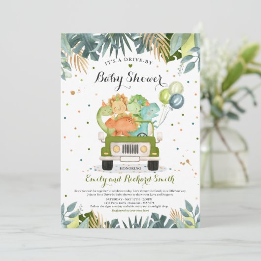 Baby shower Uitnodiging Dinosaur Shower (Staand voorkant)