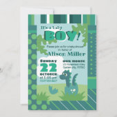 Baby shower uitnodiging dinosaurus in ei (Voorkant)