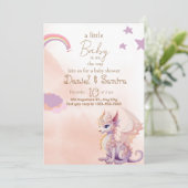 baby shower uitnodiging draken meisje (Staand voorkant)