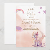 baby shower uitnodiging draken meisje (Voorkant / Achterkant)