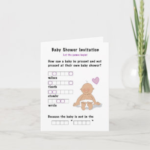 baby shower uitnodiging en woord jumble spel