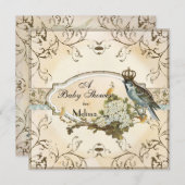Baby shower Uitnodiging - Enchanted Woodland Birds (Voorkant / Achterkant)