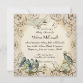 Baby shower Uitnodiging - Enchanted Woodland Birds (Achterkant)