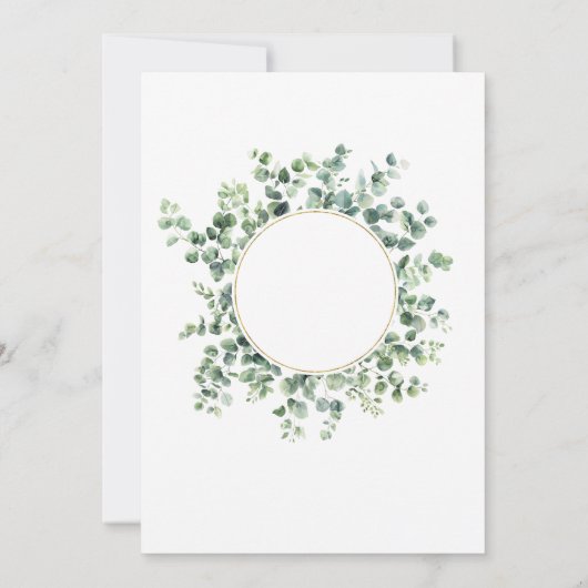 Baby shower uitnodiging, Eucalyptus groen thema Kaart (Achterkant)