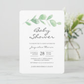 baby shower Uitnodiging | Eucalyptusblad (Staand voorkant)