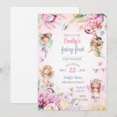 Baby shower uitnodiging fee pastelkleuren (Voorkant / Achterkant)