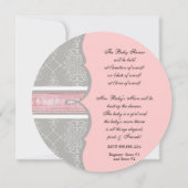 Baby shower Uitnodiging - Franse Bow Damask Swirl (Achterkant)