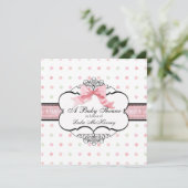 Baby shower Uitnodiging - Franse Bow Dot Swirl vs2 (Staand voorkant)