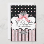 Baby shower Uitnodiging - Franse Bow Dot Swirl vs3 (Voorkant)