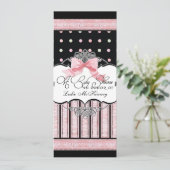 Baby shower Uitnodiging - Franse Bow Dot Swirl vs3 (Staand voorkant)