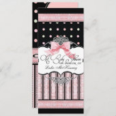 Baby shower Uitnodiging - Franse Bow Dot Swirl vs3 (Voorkant / Achterkant)