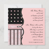 Baby shower Uitnodiging - Franse Bow Dot Swirl vs3 (Achterkant)