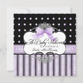 Baby shower Uitnodiging - Franse Bow Dot Swirl vs4