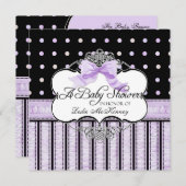 Baby shower Uitnodiging - Franse Bow Dot Swirl vs4 (Voorkant / Achterkant)