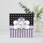 Baby shower Uitnodiging - Franse Bow Dot Swirl vs4 (Staand voorkant)