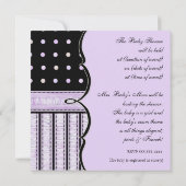 Baby shower Uitnodiging - Franse Bow Dot Swirl vs4 (Achterkant)