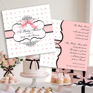 Baby Shower Uitnodiging - Franse Strik Stip Krul
