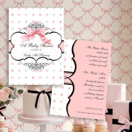 Baby Shower Uitnodiging - Franse Strik Stip Krul