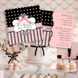 Baby Shower Uitnodiging - Franse Strik Stip Krul v