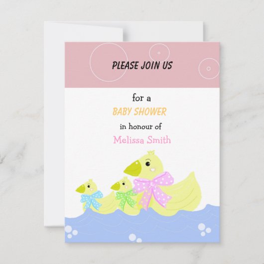 Baby Shower Uitnodiging Gele Eenden (Voorkant)