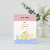 Baby Shower Uitnodiging Gele Eenden (Staand voorkant)