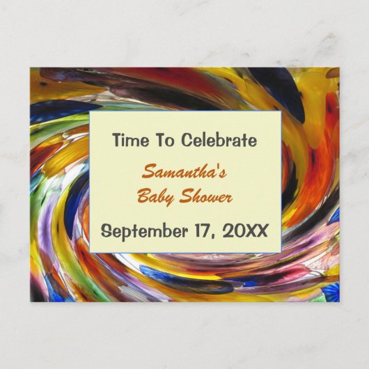 Baby shower Uitnodiging Genderneutraal kleurrijk (Voorkant)