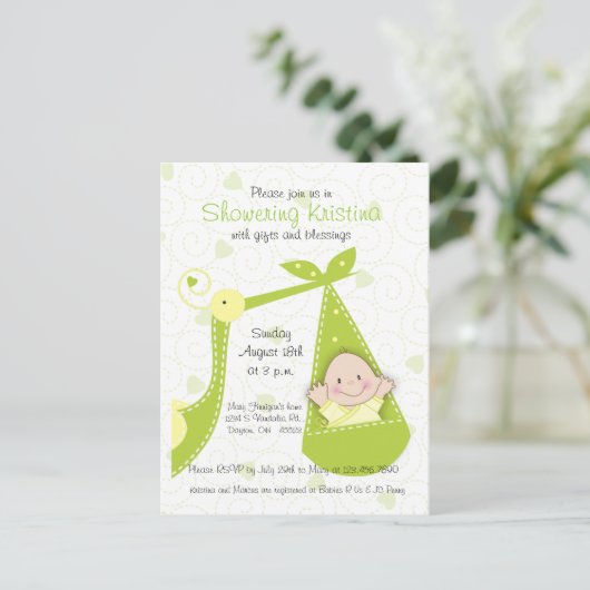 Baby shower Uitnodiging Geslacht Onbekend met Stor (Staand voorkant)