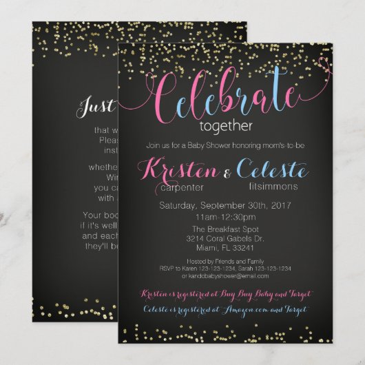 Baby shower Uitnodiging, gezamenlijke vrienden Kaart (Voorkant / Achterkant)