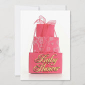 Baby shower uitnodiging Girl roze pakketten (Voorkant)