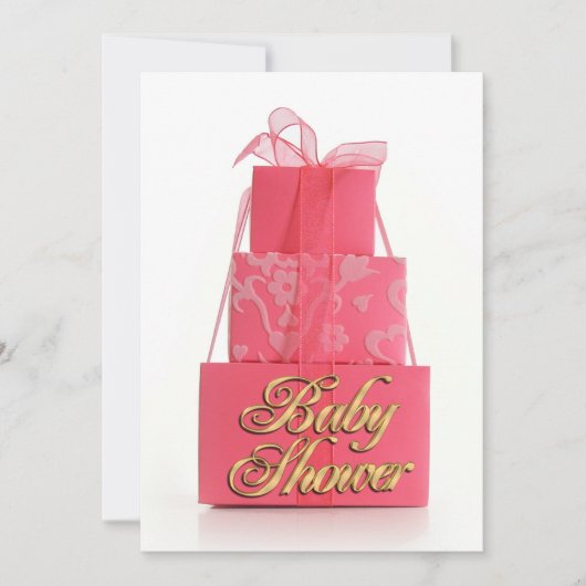 Baby shower uitnodiging Girl roze pakketten (Voorkant)