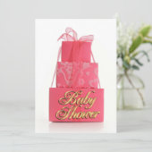 Baby shower uitnodiging Girl roze pakketten (Staand voorkant)