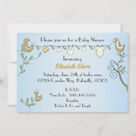 Baby shower Uitnodiging "Gold Birds"